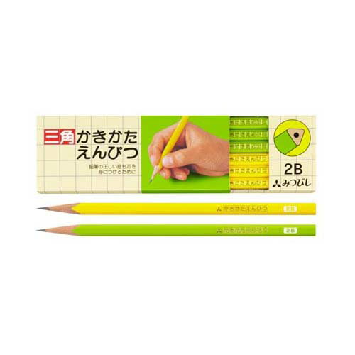三菱鉛筆 三角かきかた鉛筆 ダース箱 えんぴつ 2B（黄緑）