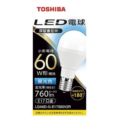 東芝　東芝LED電球　ミニクリプトン形　60W形相当　昼光色　広配光タイプ　ミニクリプトン形　広配光タイプ　全光束760lm（昼光色）