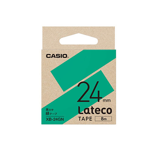 カシオ ラベルライター Lateco（テープ＝緑，文字＝黒）