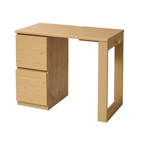 JKプラン コンパクト デスク チェスト セット 机 収納 キャビネット付 書斎机 木製 省スペース(ナチュラル)