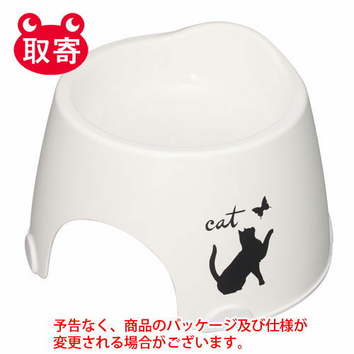 伊勢藤　猫専用フードボウル　すべり止め付　ホワイト　ペット用品