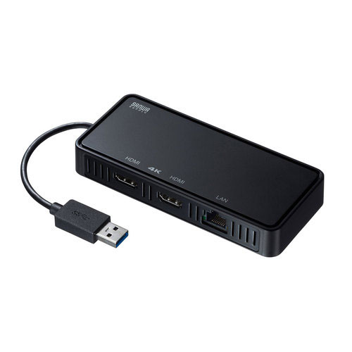 サンワサプライ　直送　USB3．1－HDMIディスプレイアダプタ　4K対応・　2出力・LAN－ポート付き
