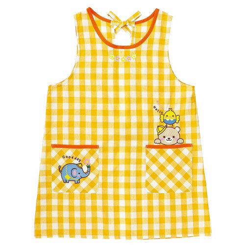 アーテック アニマル ギンガムチェックエプロン 幼稚園 保育園 先生 エプロン（イエロー）