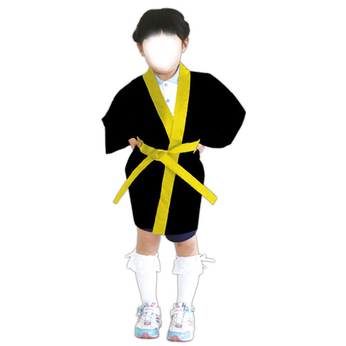 アーテック カラー不織布ハッピ 子供用 黒（黄襟） 夏祭り 体育祭 文化祭