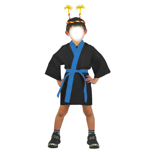 アーテック カラー不織布ハッピ 子供用 S 運動会 体育祭 衣装 お祭り（黒（青襟））