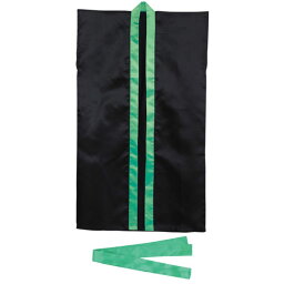 アーテック　サテンロングハッピL（ハチマキ付）　運動会　体育祭　衣装　お祭り（黒（緑襟））