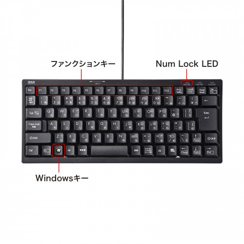 サンワサプライ 直送 USBハブ付コンパクトキーボード