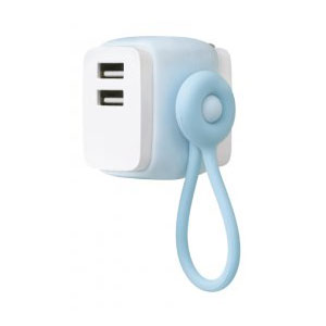 ソニック USB充電器 USB-A×2 ケーブルリング付 ユートリムエル(ライトブルー) ソニック USB充電器 USB-A×2 ケーブルリング付 ユートリムエル(ライトブルー)