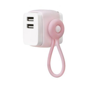 ソニック USB充電器 USB-A×2 ケーブルリング付 ユートリムエル(ピンク) ソニック USB充電器 USB-A×2 ケーブルリング付 ユートリムエル(ピンク)