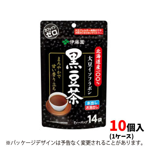 ●本商品は「分納」商品となります。他の商品と同梱での発送は出来かねますので、ご了承ください。●北海道産黒豆茶を100％使用した、水出しお湯出しティーバッグ。●甘い香りが特徴の「光黒」を使用し、風味豊かに仕上げました。●遠赤外線を利用し、高温で深煎りすることで、黒豆の香りと甘みを引き出しています。●保存に便利なチャック付きスタンドパック。●入数：10個入り1ケース●内容量：105g(14袋)●原材料：黒大豆●栄養成分(1袋(7.5g)当たり(抽出後))：エネルギー0kcal、たんぱく質0g、脂質0g、炭水化物0g、カフェイン0g、食塩相当量0g、その他栄養成分イソフラボン1.5mg【抽出前】エネルギー33kcal、たんぱく質3g、脂質0.6〜2.3g、炭水化物3g、食塩相当量0g●保存方法：高温多湿の場所を避けて保存してください。※開栓後はすぐにお飲みください。●JANコード：4901085163283※商品コード：432-00031