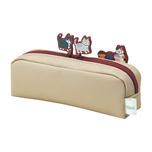 リヒトラブ にゃんシーン ボックスペンポーチ（ビスケットベージュ）