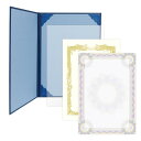 ササガワ　証書ファイル　A4　レザー調　証書用紙入り　濃紺青（コイグンジョウ）