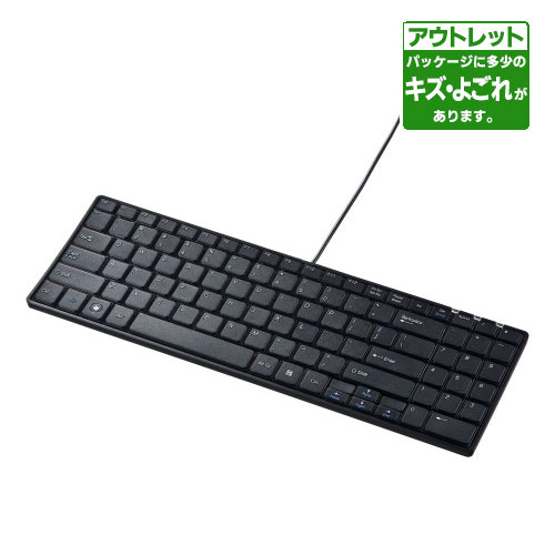 サンワサプライ ワケありアウトレット品 英語配列USBスリムキーボード(ブラック)
