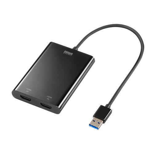 サンワサプライ 直送 USB-HDMIディスプレイアダプタ(4K× 2画面出力)（ブラック）