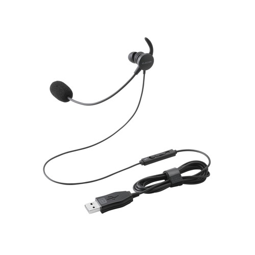 エレコム メーカー直送 ヘッドセット 片耳 有線 USB 接続 カナル型 マイク付き(ブラック) エレコム メーカー直送 ヘッドセット 片耳 有線 USB 接続 カナル型 マイク付き(ブラック)