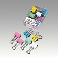 クラウン　ダブルクリップ　プラケース入　クリップ幅:19mm（青，緑，紫，黄，白，桃）