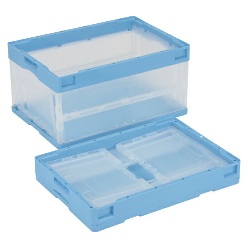 岐阜プラスチック工業　折りたたみコンテナー CB-S41NR（ブルー透明）　フタなし/透明 外寸:幅530×奥366×高272mm（ブルー透明）