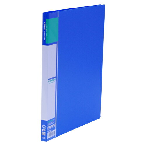 クラウン　u green クリヤーファイルA4　リーズナブル A4判タテ型(20ポケット)（青）