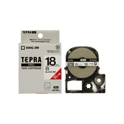 キングジム　テプラ PROテープカートリッジ 白ラベル ロングタイプ　幅:18mm（白テープ／黒文字）