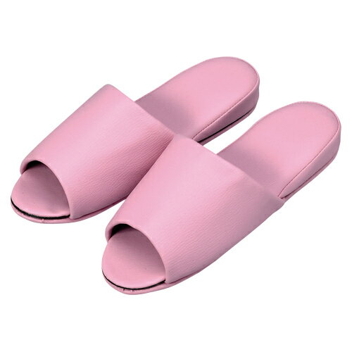 オーミケンシ　抗菌レザー調スリッパ　抗菌レザー調スリッパ(10足組・前開き) （ピンク）