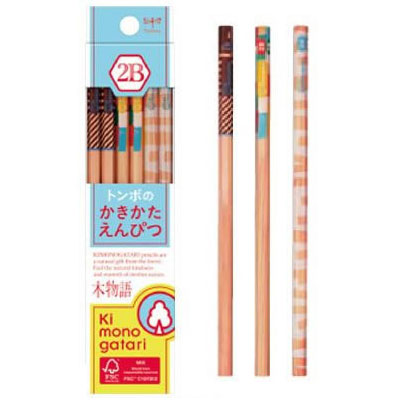 トンボ鉛筆　かきかた鉛筆　Ki　monogatari　木物語　2B（水色）