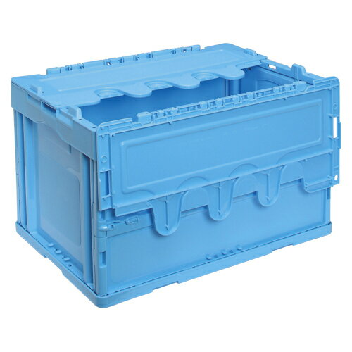 岐阜プラスチック工業　折りたたみコンテナー CF-S51NR（ブルー）　フタ付き/青 外寸:幅530×奥366×高334mm（ブルー）
