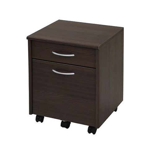 JKプラン　サイドワゴン デスク ワゴン 2段 収納 引き出し キャスターキャビネット オフィス収納（ブラウン）