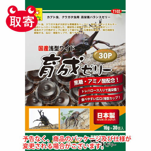 三晃商会　国産　浅型ワイド育成ゼリー　16g×30個　ペット用品　昆虫ゼリー　カブトムシ　クワガタ　ゼリー　成虫用　エサ