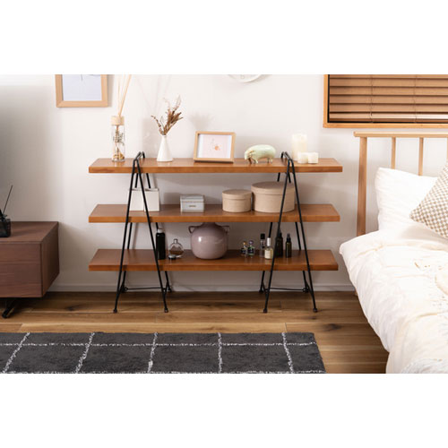 東谷フォールディングシェルフ3D木製収納棚GTminus;123BR(ブラウン)