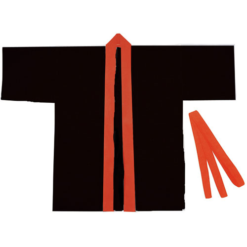 アーテック　カラー不織布ハッピ　子供用　S　運動会　体育祭　衣装　お祭り（黒（赤襟））