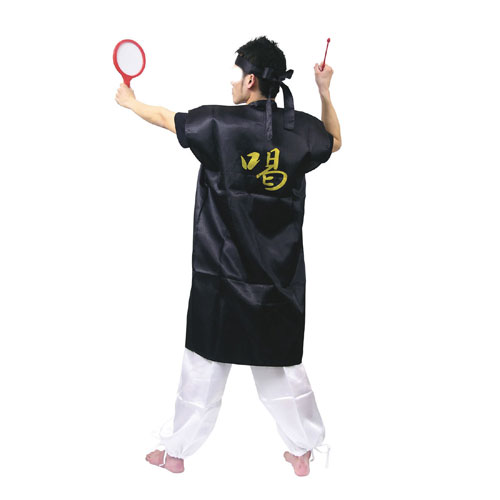 アーテック　サテンロングハッピL（ハチマキ付） 運動会 体育祭 衣装 お祭り（黒（青襟））