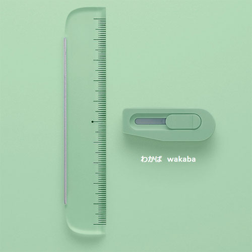プラス チームデミ カッター+ルーラー わかば 女子文具 プチ ミニ(ワカバ)