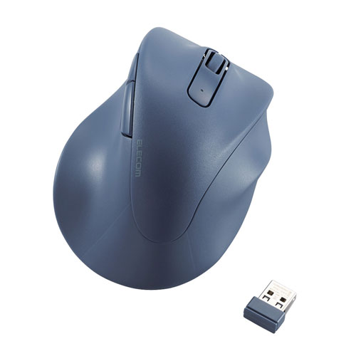 エレコム　直送 ワイヤレスマウス 静音 無線 2.4GHz 5ボタン 右手専用 抗菌 Lサイズ EX-G（ブルー）