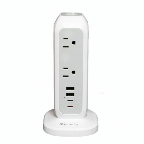 バーベイタム　タワー型電源タップ（ホワイト）