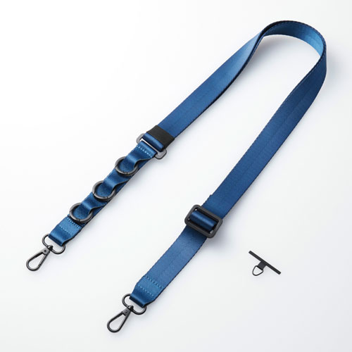 エレコム　メーカー直送　スマホショルダー ストラップ 97〜150cm長さ調整可 ループ付 カラビナ ストラップホールシート付（ペールネイビー）