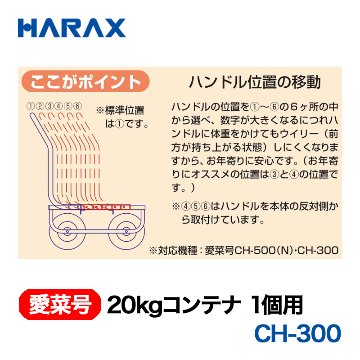 HARAX ハラックス　愛菜号　20kgコンテナ1個用　ノーパンクタイヤ　CH-300