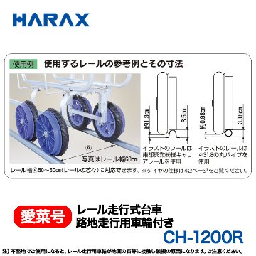 HARAX ハラックス　レール走行式台車(路地走行用車輪付)　CH-700S-12R