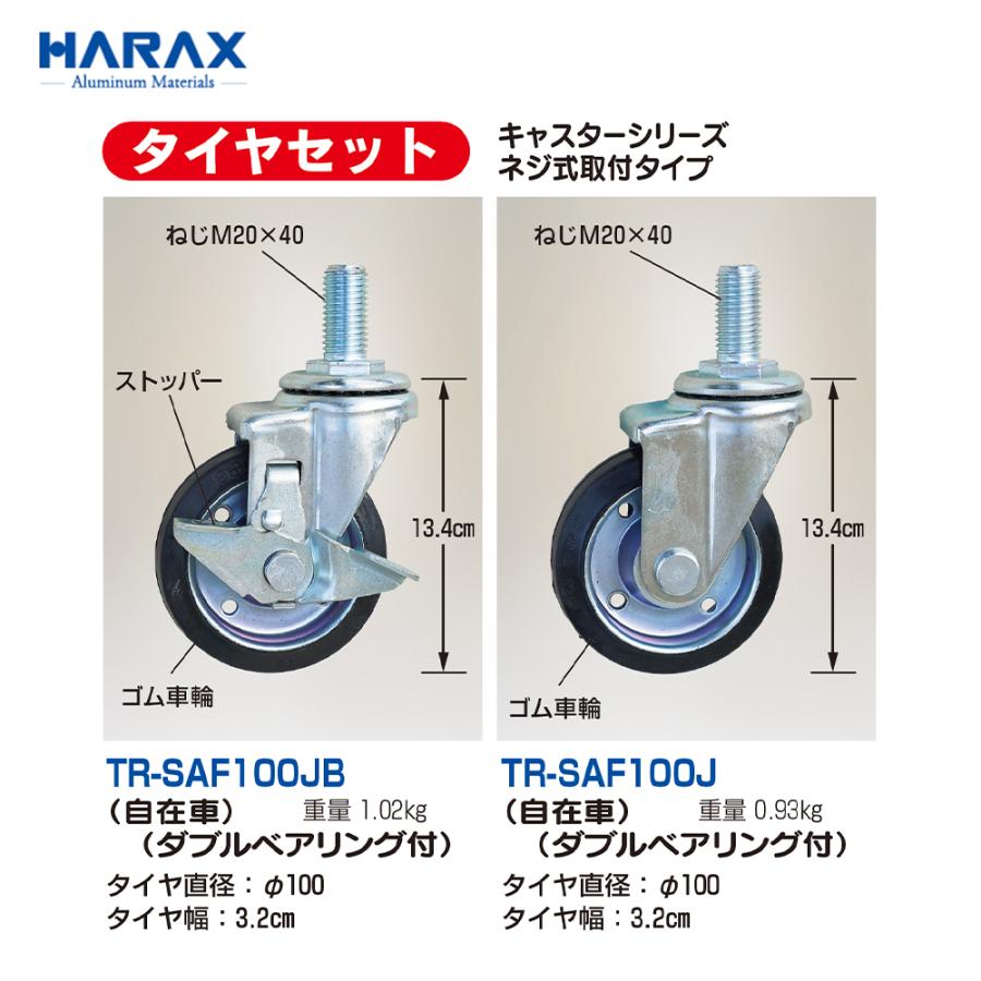 乐天商城 - HARAX ハラックス　タイヤセット　キャスターシリーズ　ネジ式取付タイプ　TR-SAF100J