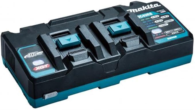 ブランド Makita(マキタ) 色 ブラック 商品の寸法 19.5奥行き x 42.8幅 x 12.7高さ cm 商品の重量 2.8 キログラム 出力電圧 40 ボルト この商品について 2口タイプ2本同時充電 USB機器充電可能 出力電流2.4A 充電時間(フル充電)　2.5 Ah：28分、4.0 Ah：45分、5.0Ah：50分、8.0 Ah：76分