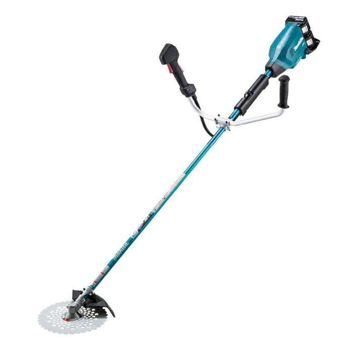 マキタ 充電式草刈機 36V MUR369ADG2 Uハンドル(左右非対称) 6.0Ah電池×2・充電器付 255mm ■バッテリBL1860B×2個、充電器DC18RD付 ■後端モータでエンジン式同等の最適重心バランス。先端部が軽い、軽快な操作性 ■ハイパワーブラシレスモータ搭載、ヒートシンク付コントローラで連続作業に強い ■楽らくモード+3スピード！草の密度で自動変速、省エネ&低騒音 ■刃物に合わせて最適設定/「チップソー・樹脂刃」と「ナイロンコード」に最適な回転数を設定。すべての操作が手元で可能 ■大径255mmDCホワイトチップソー付 草刈り機/電動草刈機/刈払機