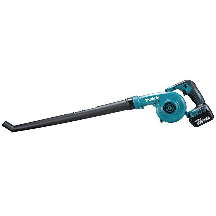 マキタ　14.4V　充電式ブロワ　UB145DZ　本体のみ(バッテリ・充電器別売) ※バッテリ・充電器別売 ■立ったままで軽快吹き飛ばし落ち葉・ゴミの清掃に ■ロングノズル付 ■風量調節可能(3段階ダイヤル調節＋無段変速スイッチ) ■最大風量 0〜3.1mm3/min　 ■最大風速 66(最大)・54(平均)m/s ■標準付属品：ガーデンノズル