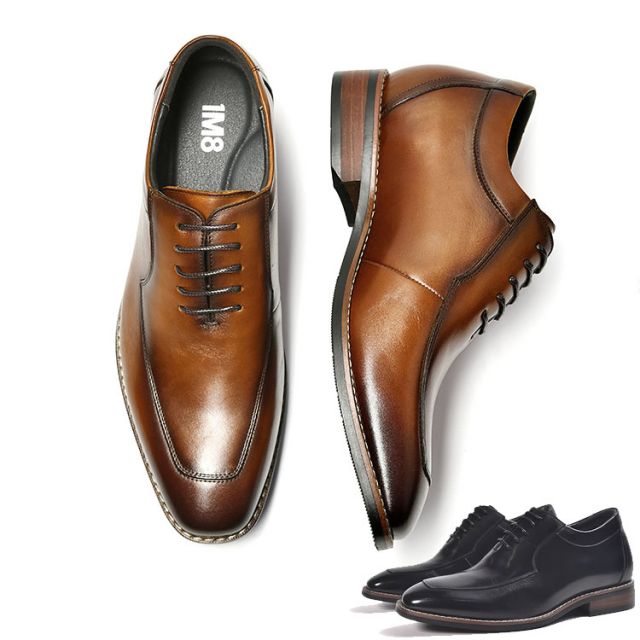 ビジネスシューズ 本革 Uチップ 高級感 通気性 シークレットシューズ 8cmヒールアップ ブラック ブラウン ダークブラウン トップレイヤー 送料無料