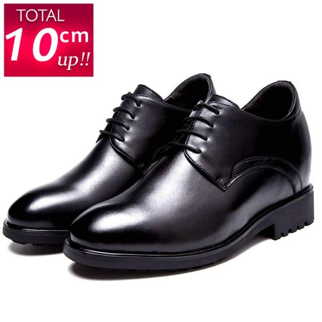 ビジネスシューズ メンズ シークレット レース 10cm 外羽根 本革 紳士靴 革靴 人気 身長アップ シューズ プレンートゥ