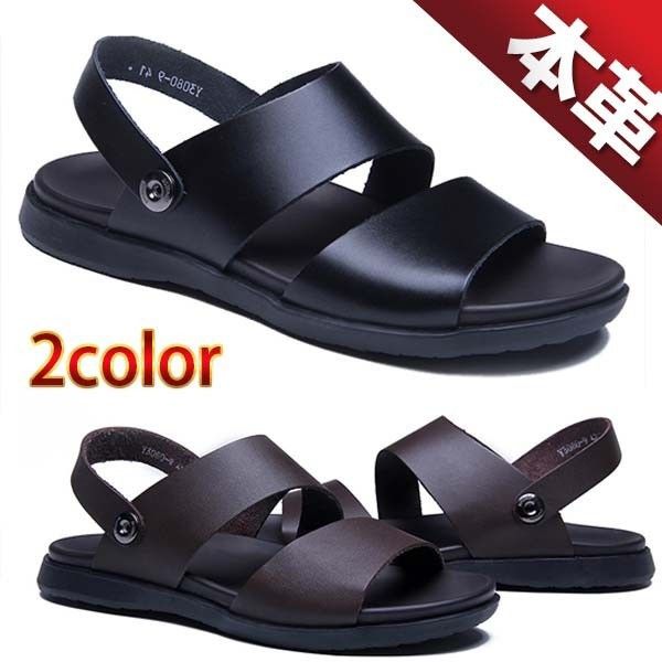 身長2.5cmUP コンフォートサンダル メンズ 革 本革 スポーツサンダル ブラック ブラウン