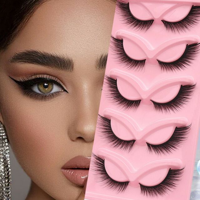 つけまつげ 付けまつ毛 目尻長め 切れ長 クール系メイク アイラッシュ 長さ 9ミリ 14ミリ ダンスメイク ダンス小物 ベリーダンス 舞台メイク 1セット/5ペア入り