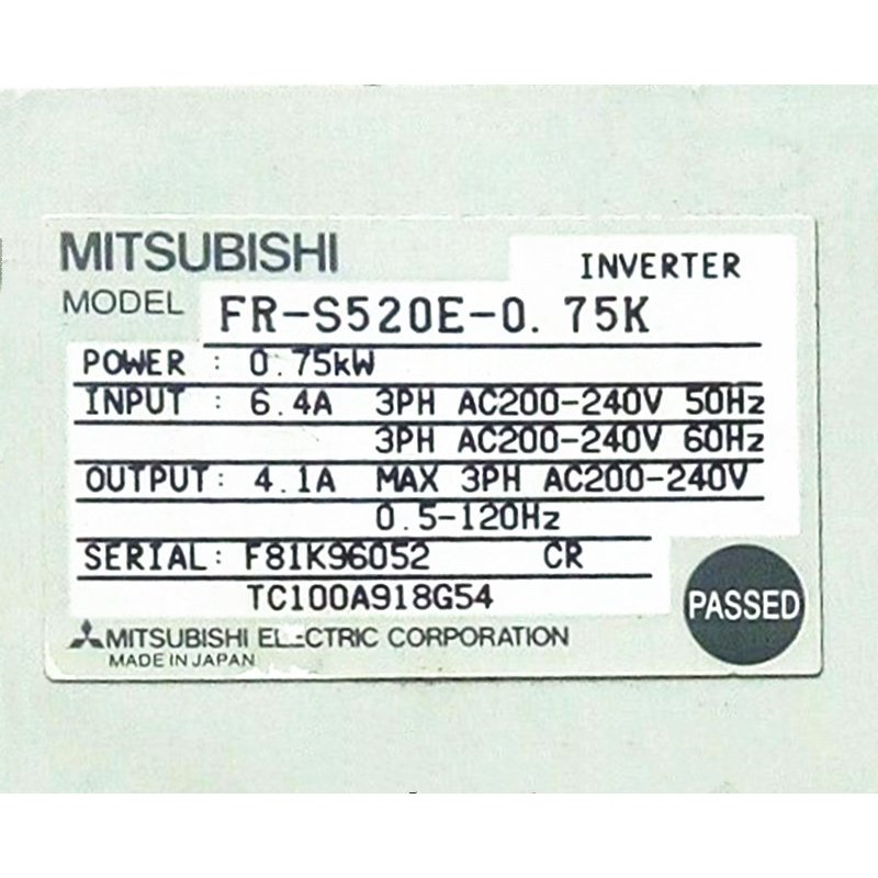 Rakuten - 【新品 東京発 ★適格請求書発行可★】MITSUBISHI 三菱電機 FR-S520E-0.75K 用インバーター【6ヶ月保証】