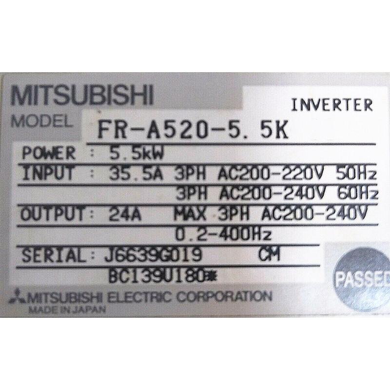【新品 東京発 ★適格請求書発行可★】MITSUBISHI 三菱電機 FR-A520-5.5K 【6ヶ月保証】...