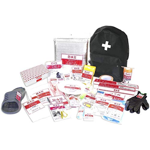 [山善] 防災リュック 30点 セット 【防災士監修】 一次避難用 給水バッグ 携帯用トイレ 大容量 ブラック YBG-30(BK)