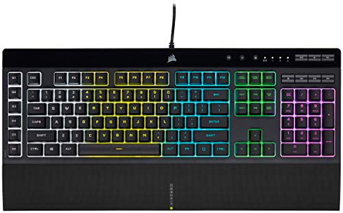 CORSAIR K55 RGB PRO ゲーミングキーボード、ブラック- IP42 防塵・防滴 - 取り外し可能なパームレスト - 専用メディア