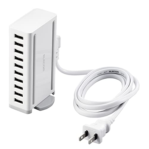 エレコム USB充電器 60W (合計最大出力) USB-A×10 【 iPhone15 / Android / 各種タブレット 対応 】 AC